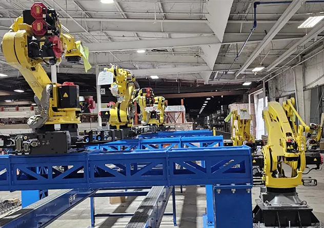 Assembly line set up by machines